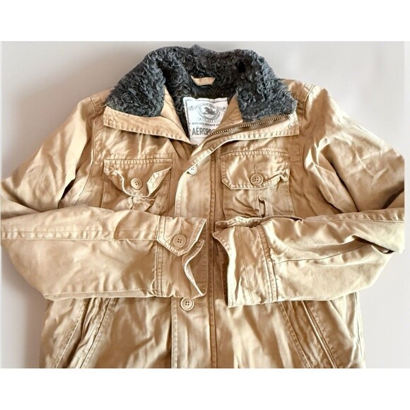 Vtg Y2K Abercrombie Fitch Adirondack Jacket Size S Brown Faux Fur Lined - Picture 1 of 14
